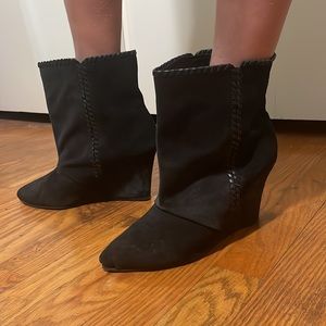 Charles by Charles David Black leather wedge booties